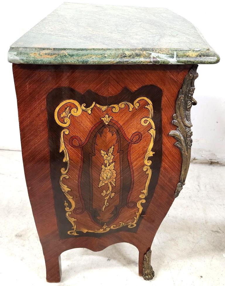 French Bombay Chest Nightstand Louis XV Marble Top Petite 2