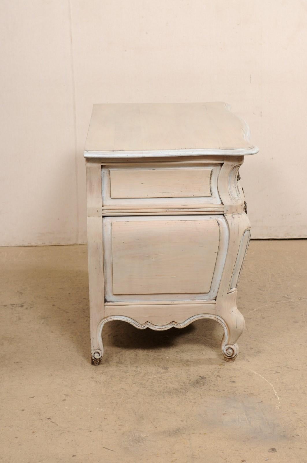 French Bombé Carved & Painted Wood Commode For Sale 3