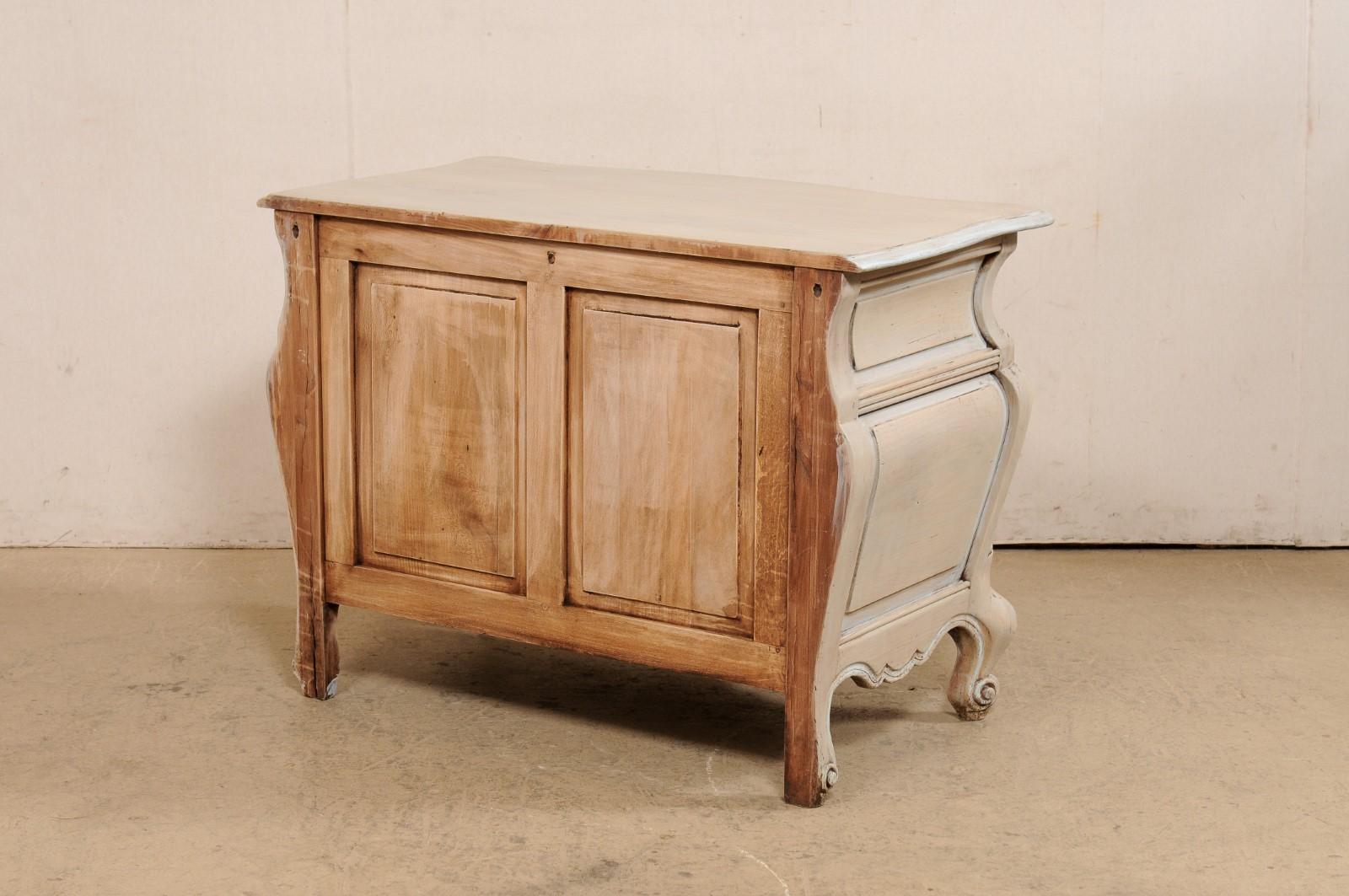French Bombé Carved & Painted Wood Commode For Sale 4