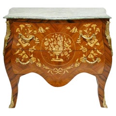 French Bombe Commode Inlay Chest of Drawers