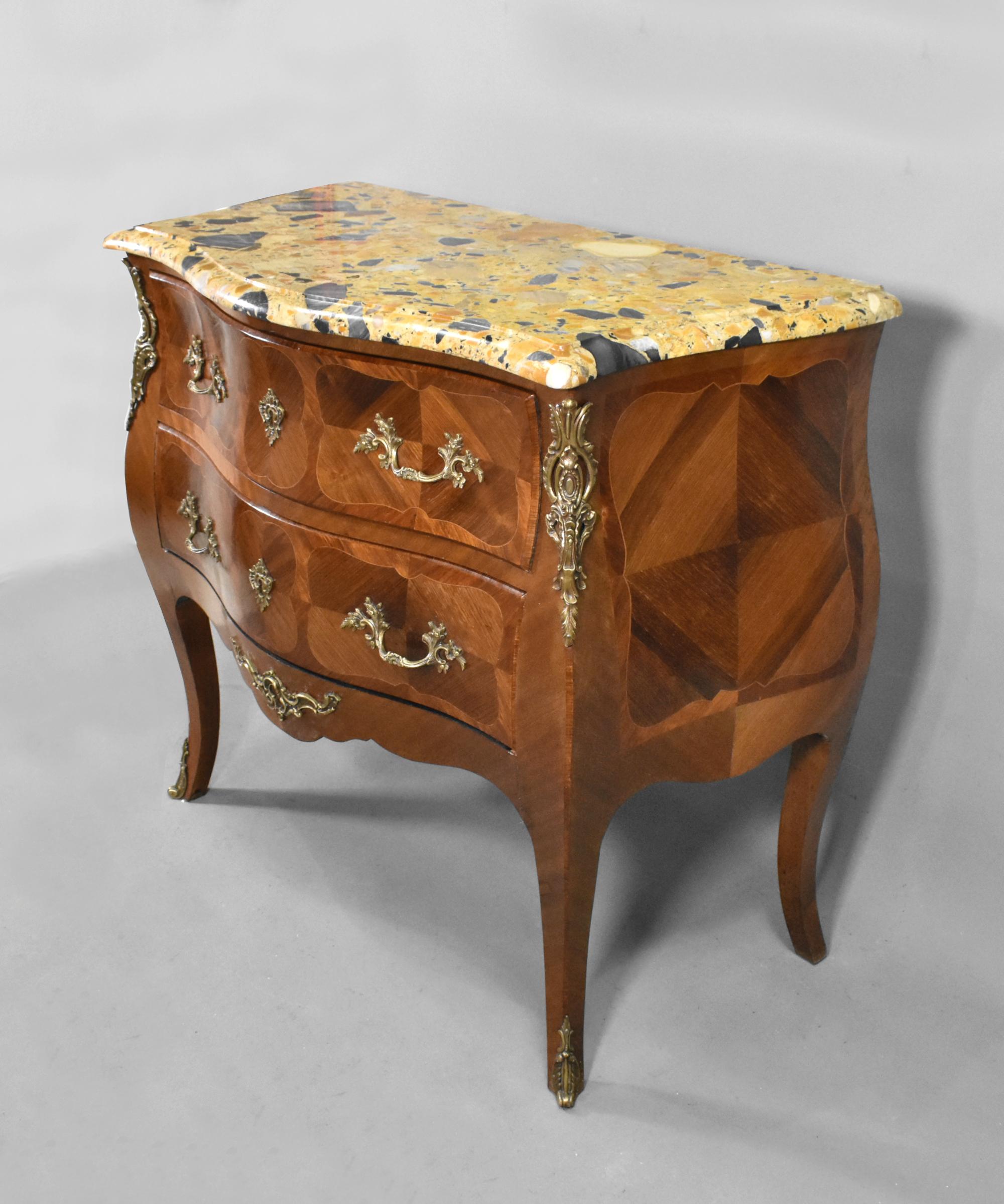 Polished French Bombe Commode Louis XV Style For Sale