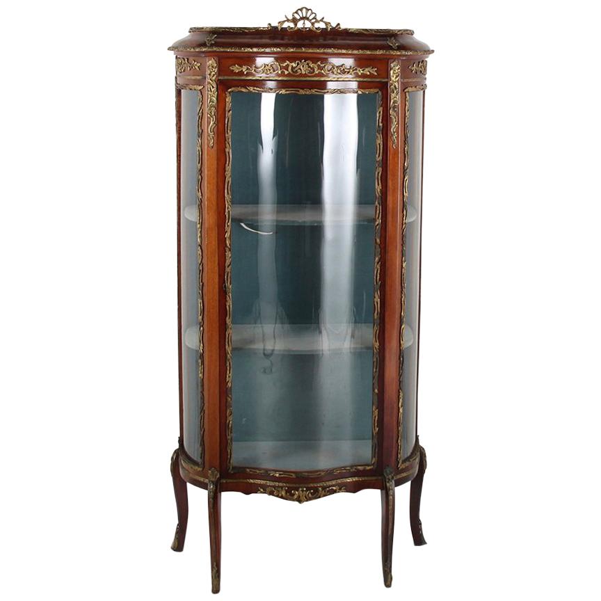 French Bombe Louis XV-Style Vitrine China Cabinet