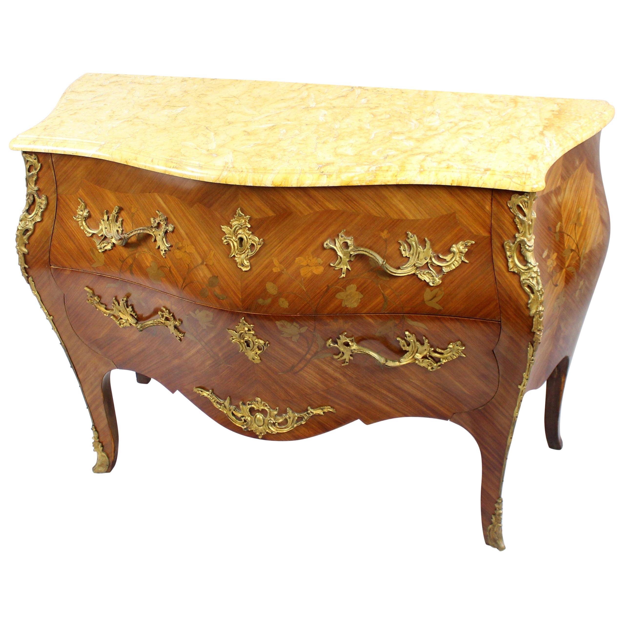 French Bombé Marble Topped Kingwood Commode, circa 1910 For Sale