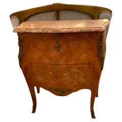 French Bombe shaped Antique commode with marquetry