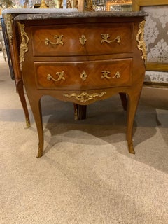 French Bombe Shaped Commode with Gray Marble Top
