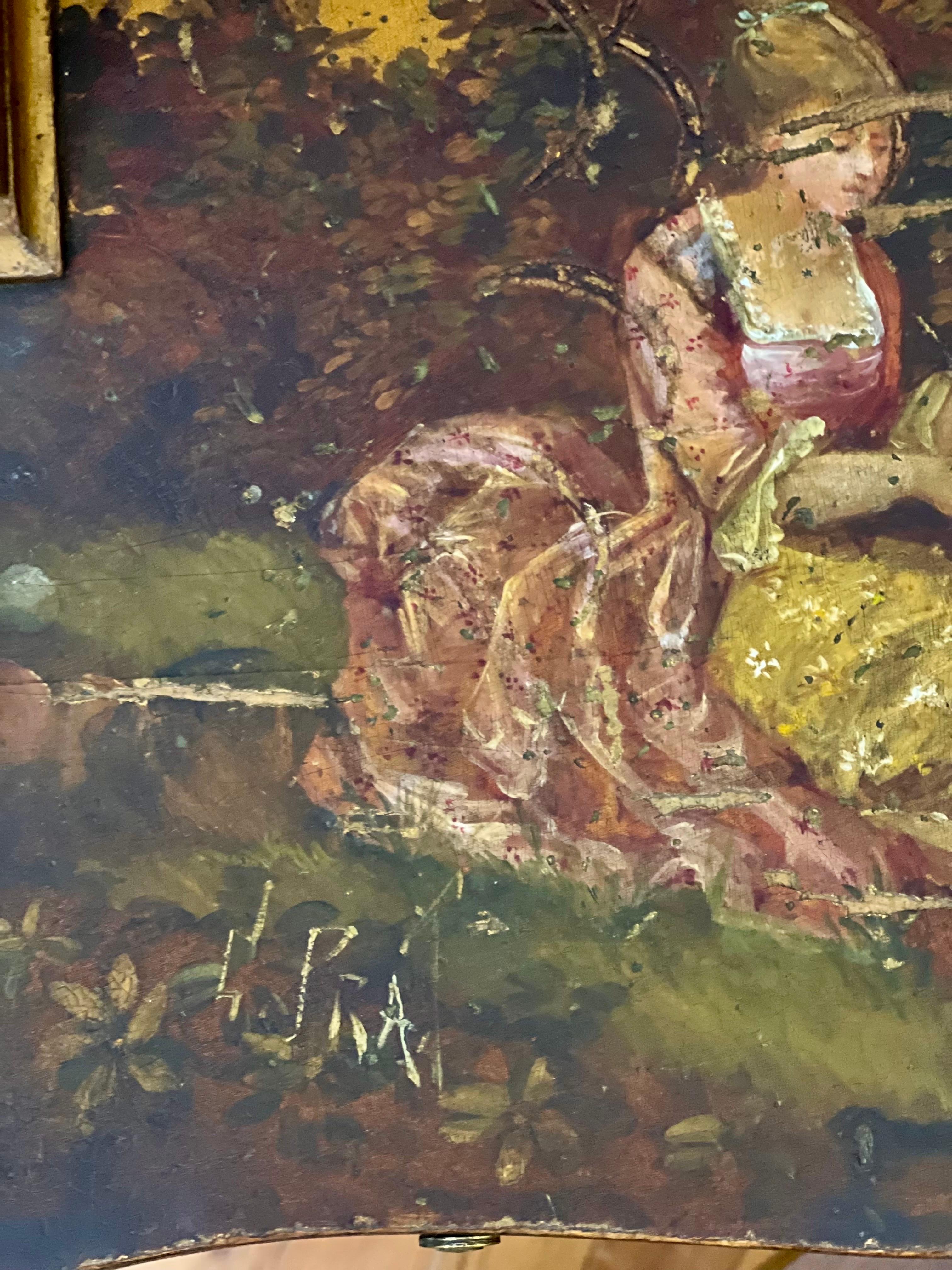French Bonheur-Du-Jour Ladies Writing Desk, Hand-Painted, Artist Signed, c. 1880 For Sale 13