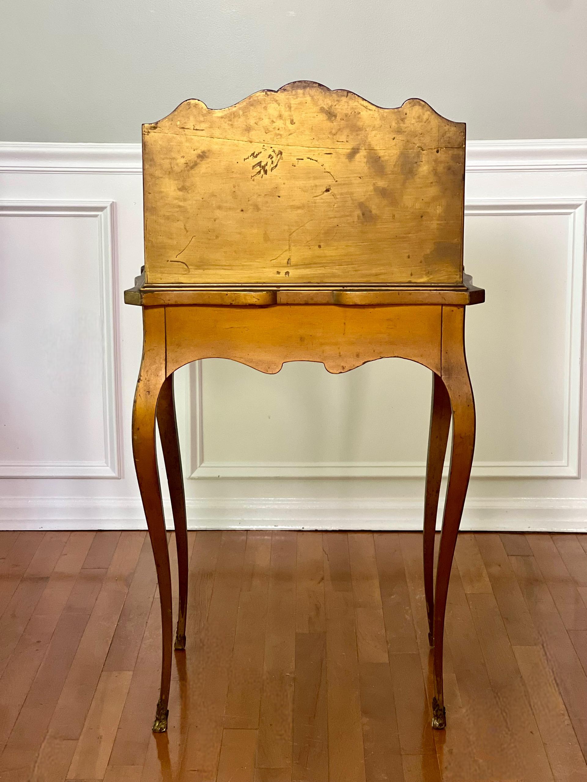 French Bonheur-Du-Jour Ladies Writing Desk, Hand-Painted, Artist Signed, c. 1880 For Sale 1