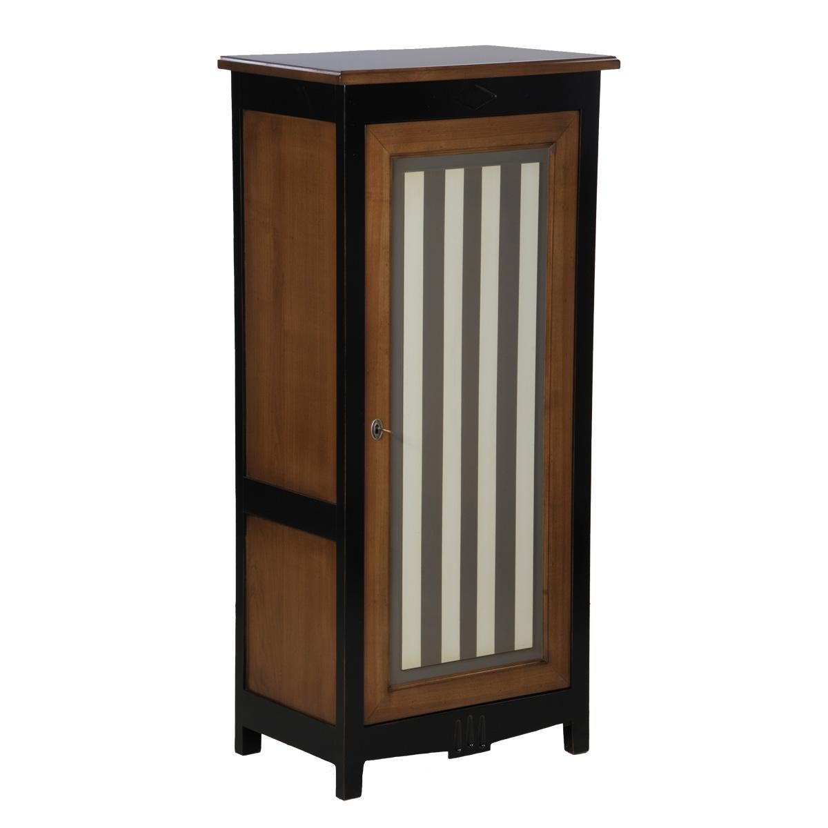 French Directoire style Bonnetière Cabinet in solid cherry with grey stripes For Sale 2