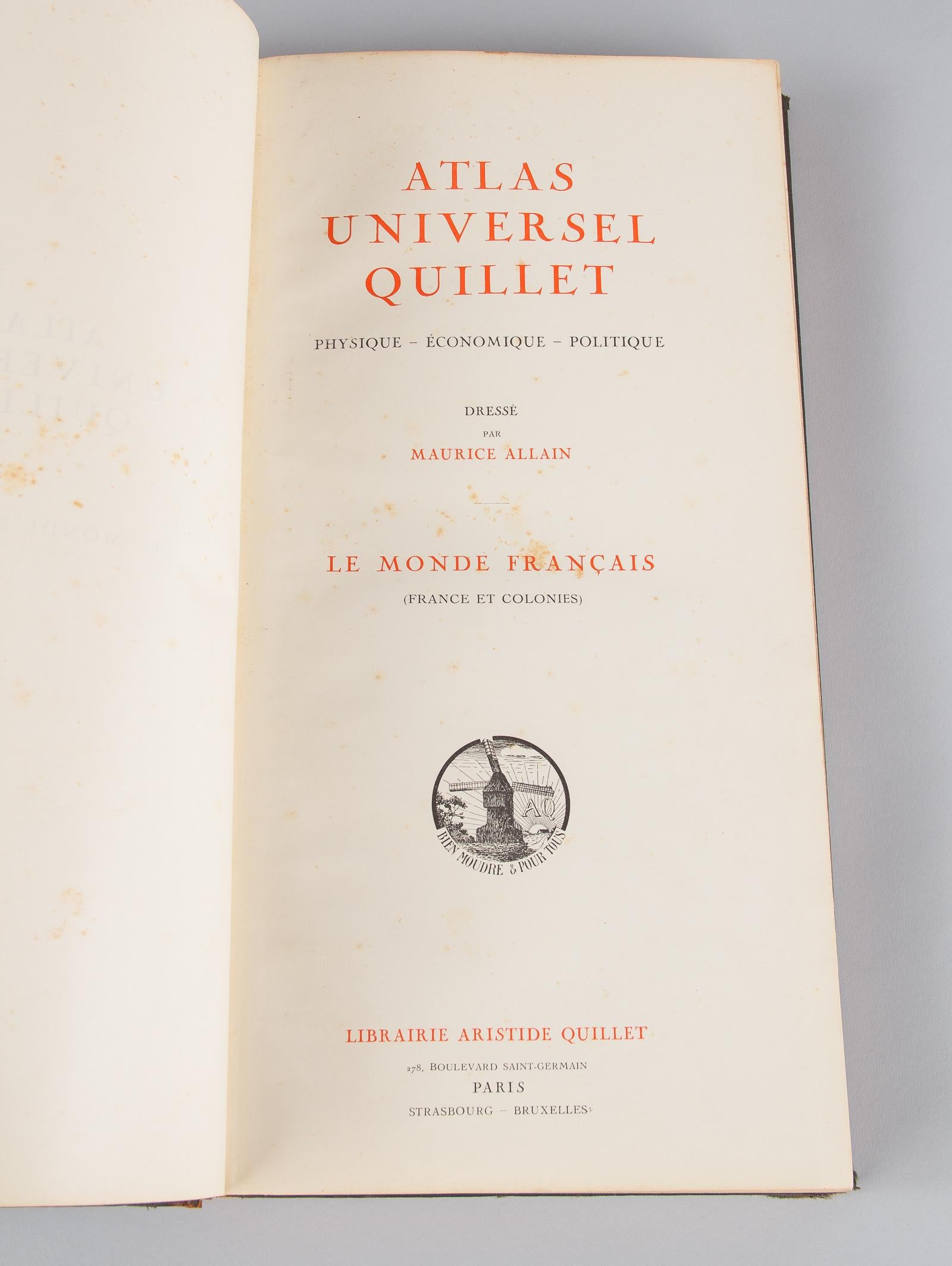 French Book Atlas Universel Quillet, 1923 For Sale 2