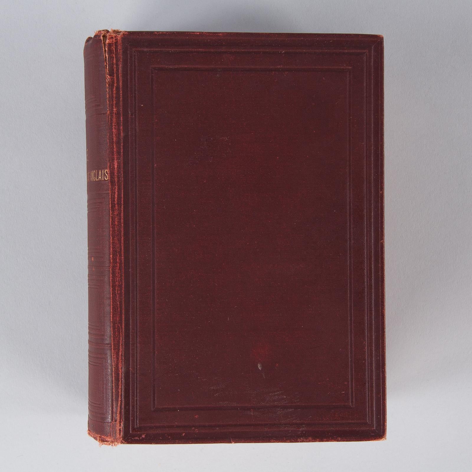 Leather French Book-Dictionnaire Anglais-Francais by Alfred Elwall, 1901