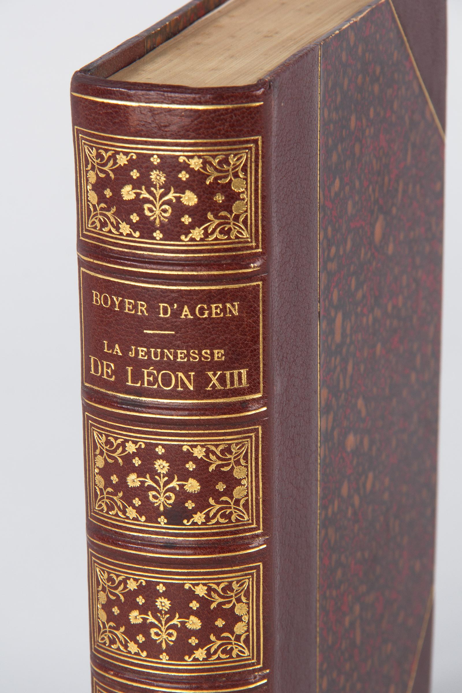 French Book, La Jeunesse de Leon XIII by Boyer d'Agen, 1896 In Good Condition In Austin, TX