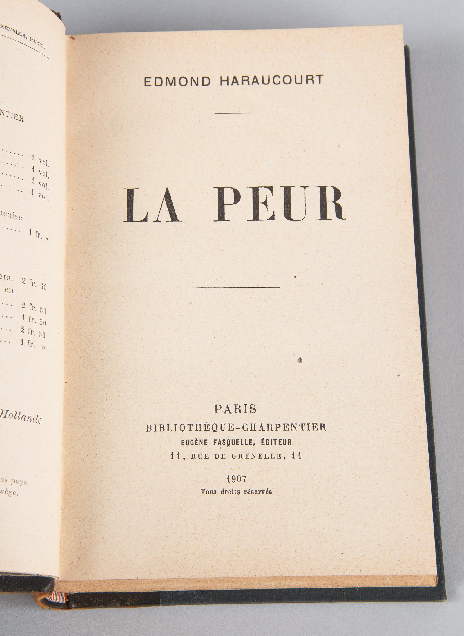 French Book, La Peur by Edmond Haraucourt, 1907 3