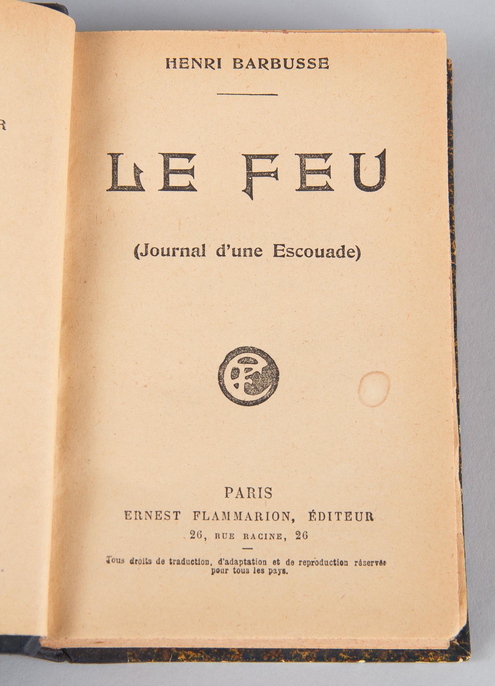 French Book, Le Feu, Journal d'une Escouade by Henri Barbusse, 1917 For Sale 1