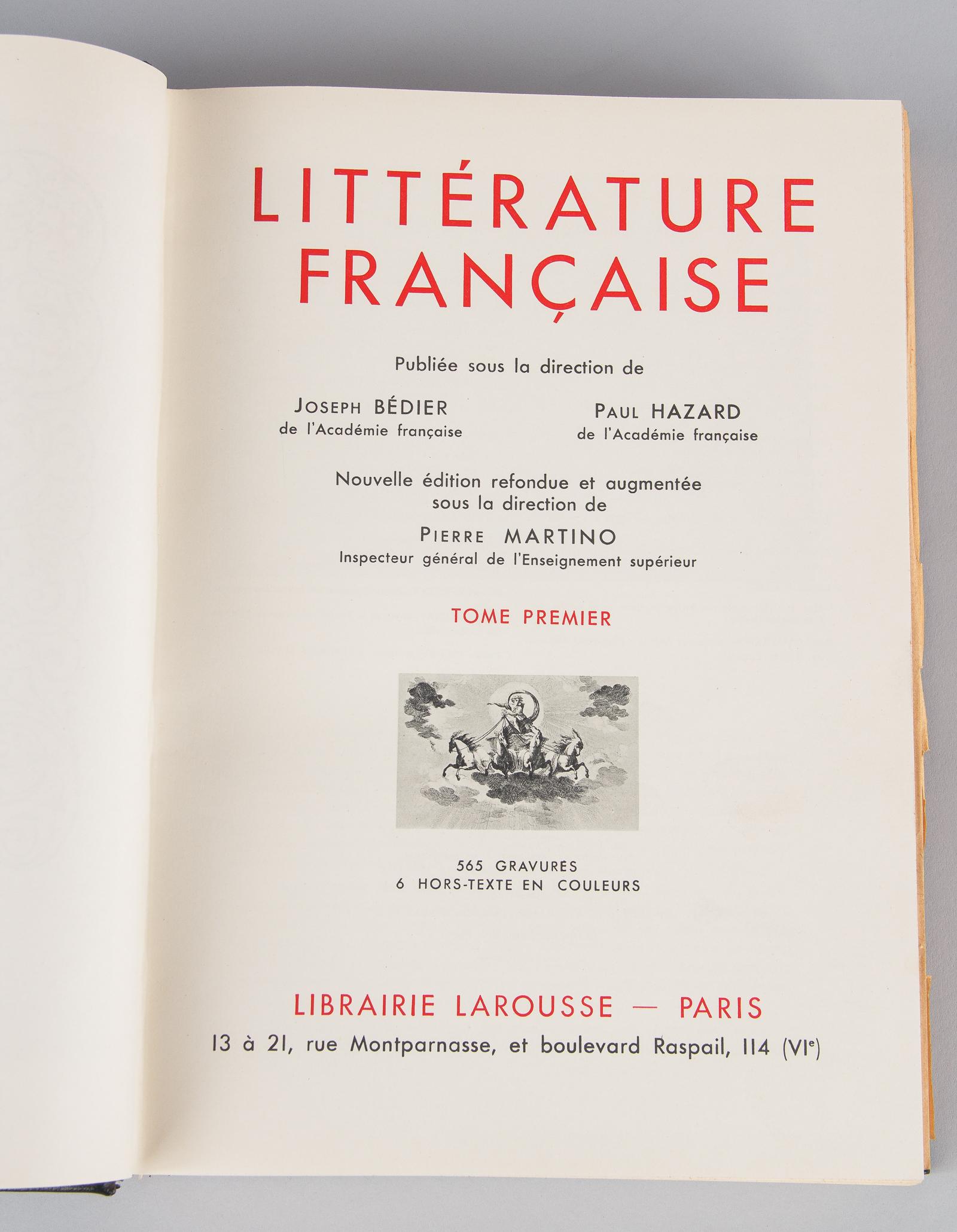 French Book Literature Francaise, Larousse Editions, 1948 1