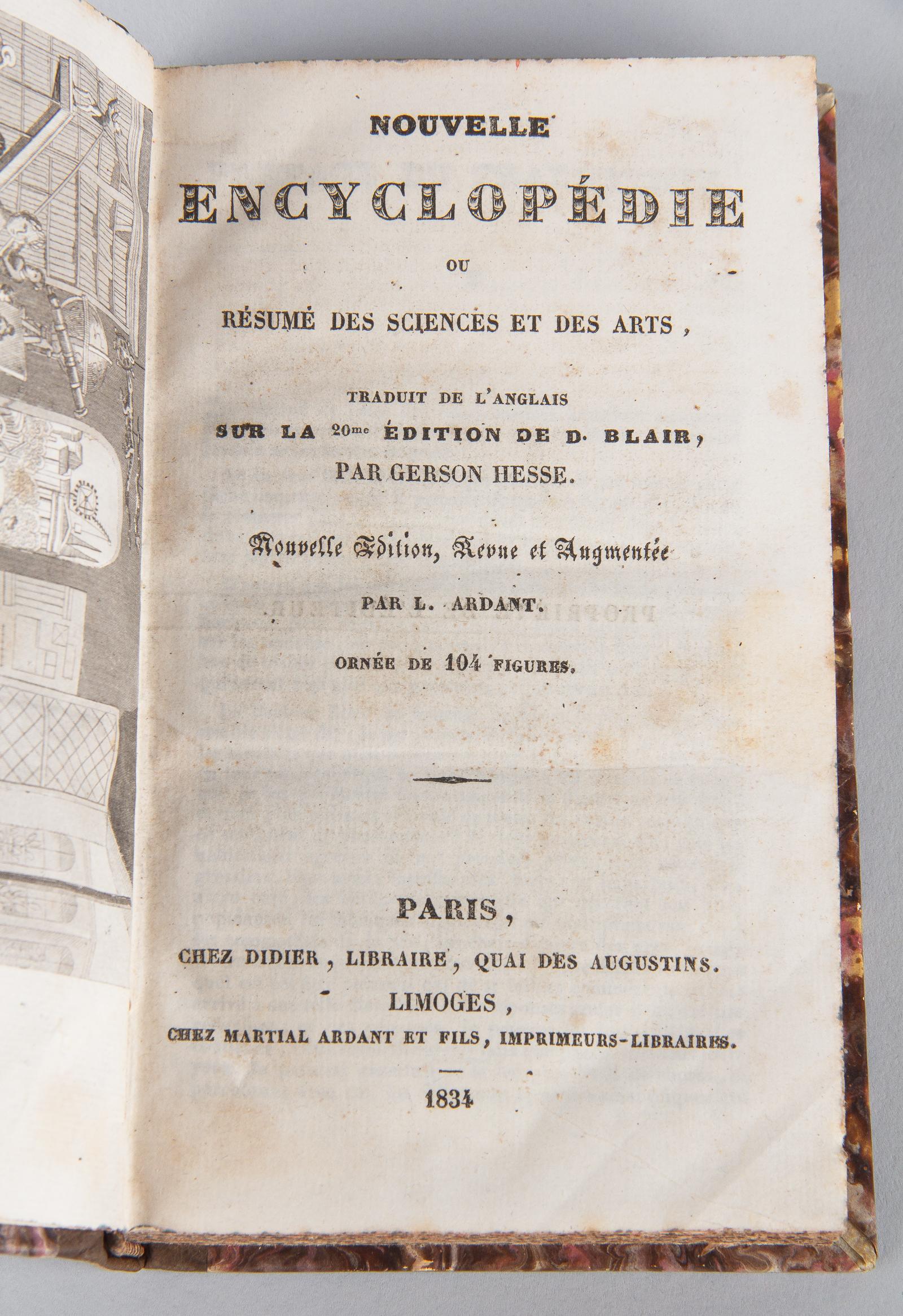 French Book Nouvelle Enclyclopedie, Resume des Sciences et Arts, 1834 2