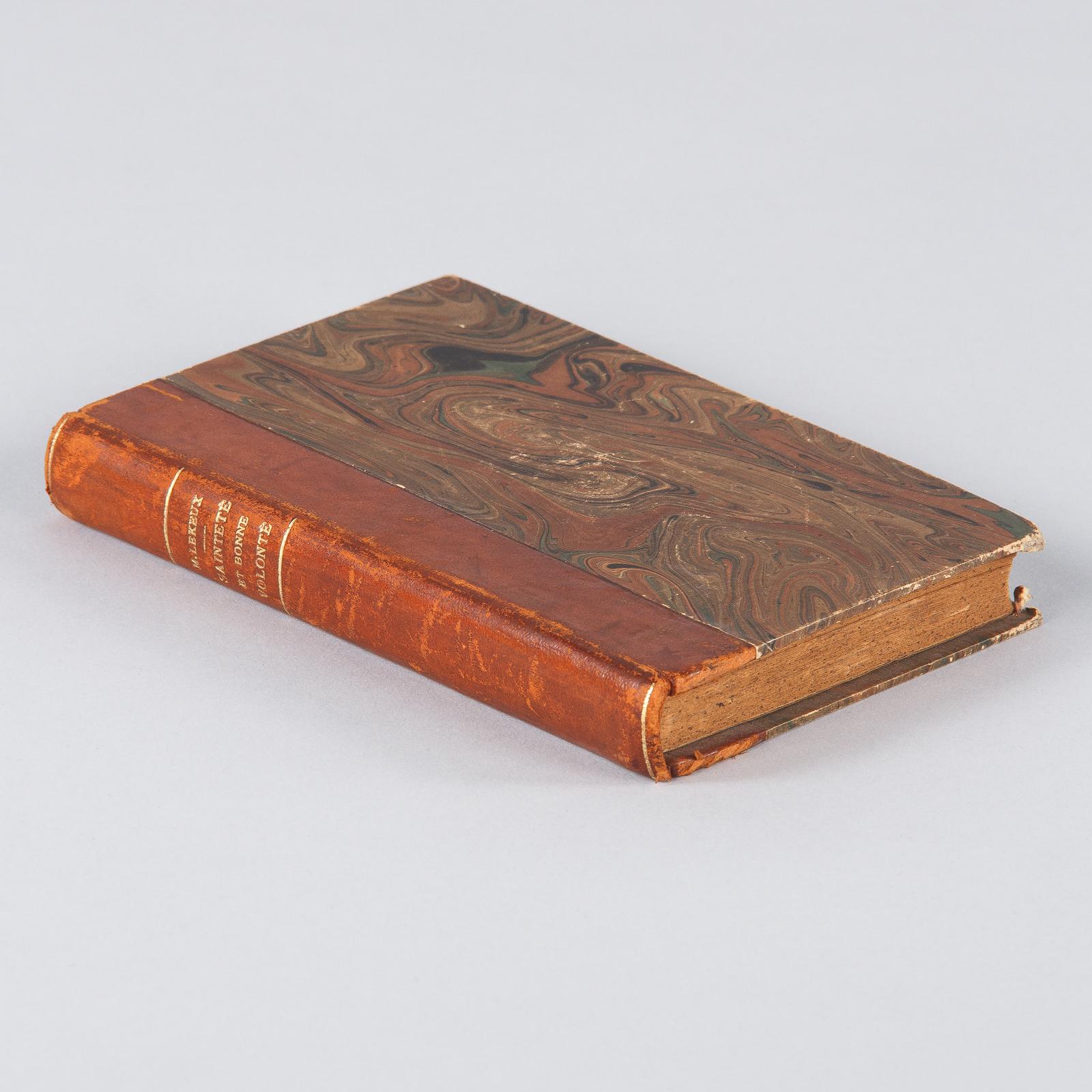 Leather French Book Saintete et Bonne Volonte by P. Martial Lekeux, 1936