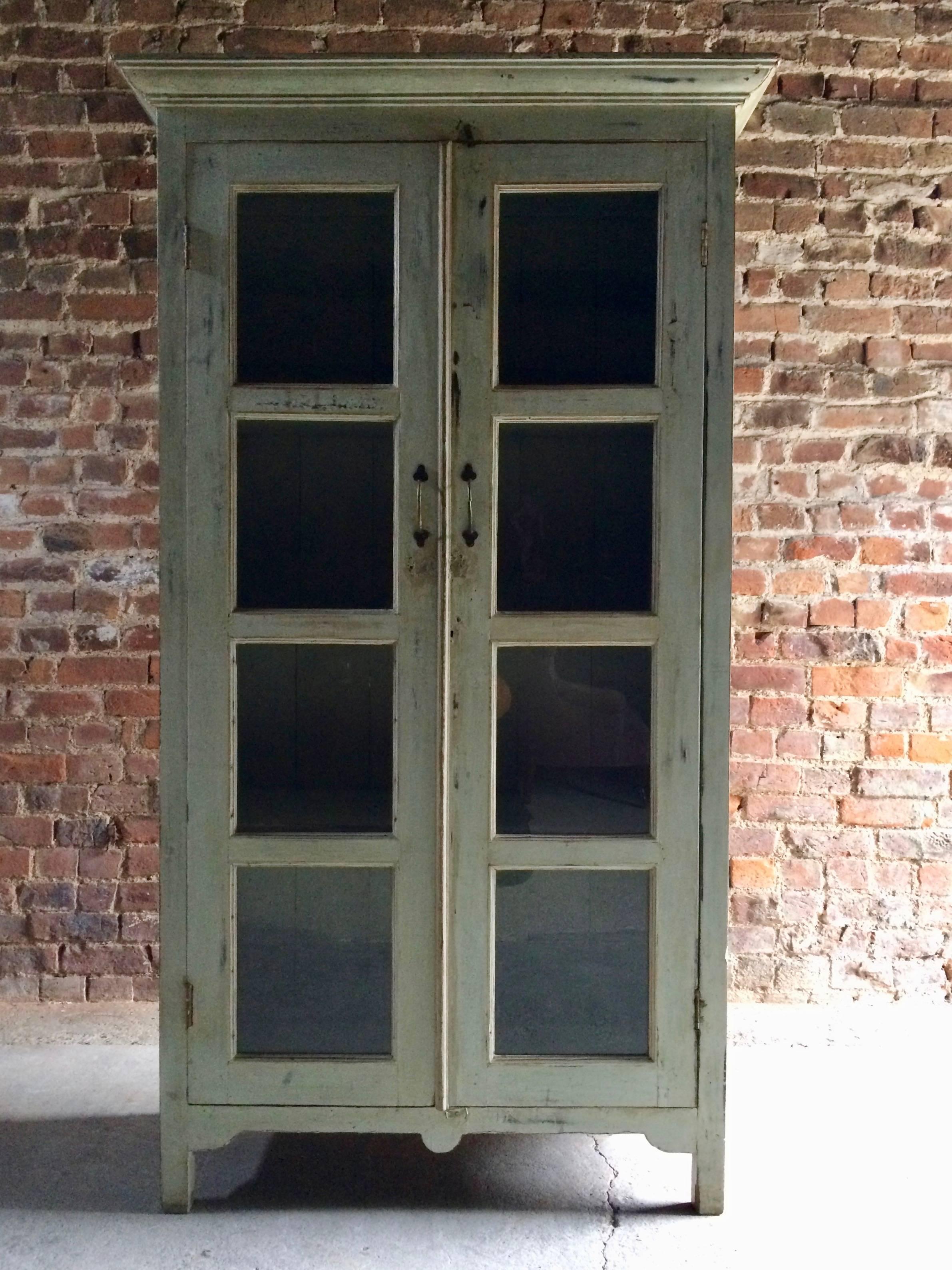 French Bookcase Display Cabinet Vitrine Antique Painted Distressed 2