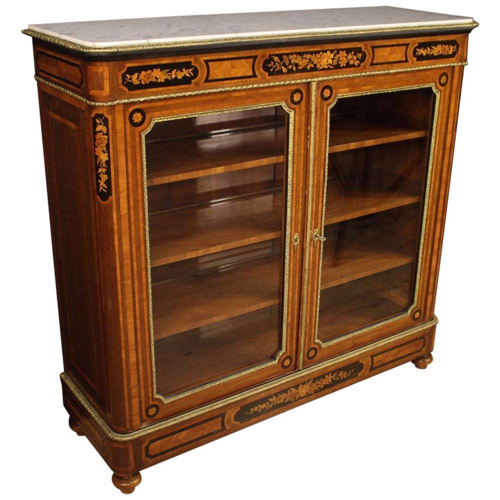 French Bookcase in Inlaid Wood, 20th Century For Sale