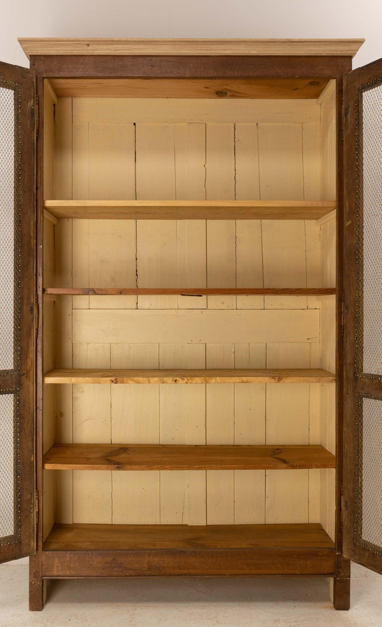 French Bookcase with Brass Mesh Doors Late 19th Century For Sale at 1stDibs