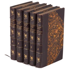 Antique French Books, Cours de Litterature Dramatique, Five Volume Set, Late 1800s