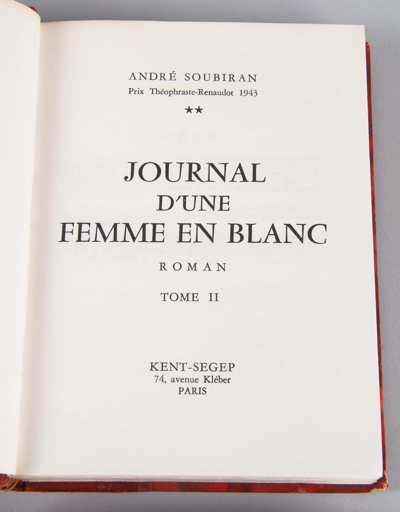 French Books, Journal d'Une Femme en Blanc by Andre Soubiran, 1964 3