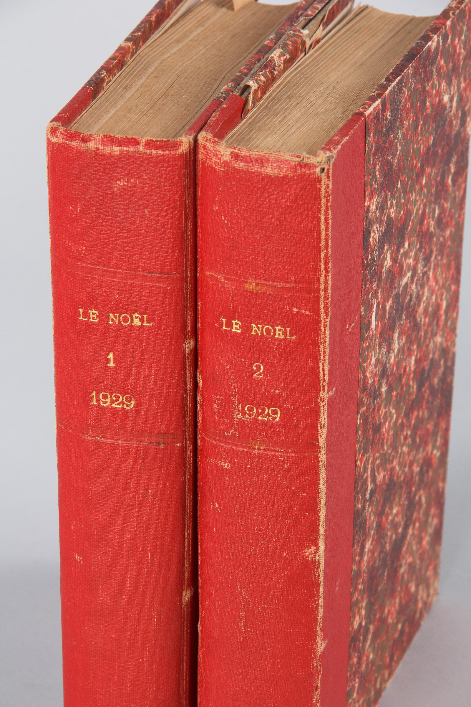Le Noel was a French weekly publication in the early 1900s published by Maison de la Bonne Presse, Paris. It was featuring subjects on religion, literature, arts and music destined for young women. This 2 volumes complied the year 1929. Hard bound