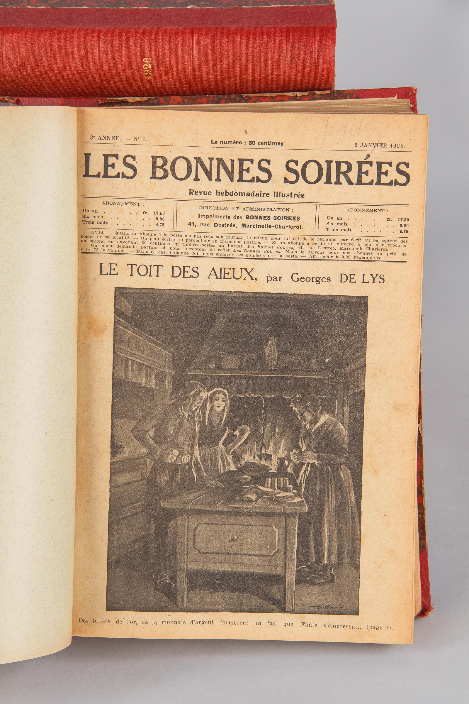 Hard Bound Books-Les Bonnes Soirees, Belgium, 1924-1933 In Fair Condition For Sale In Austin, TX