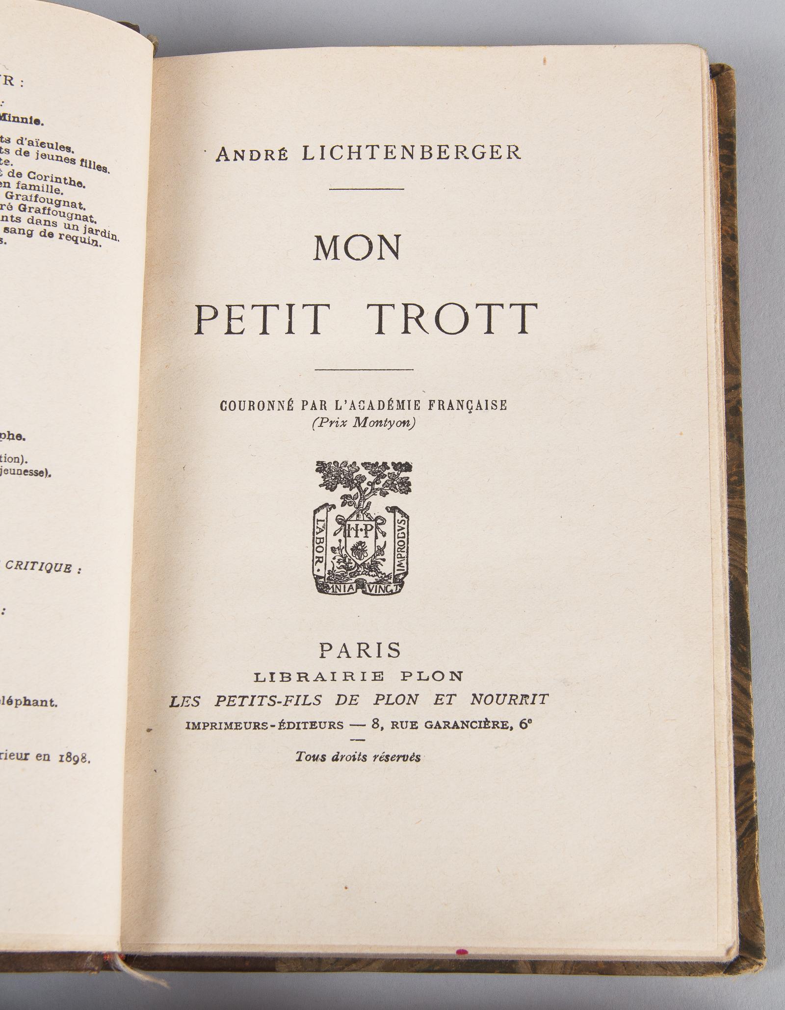 French Books-Mon Petit Trott, Two Volume Set by Andre Lichtenberger, 1899 3