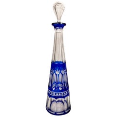 Antique 20thCentury Crystal cut  blue decanter  France 1905-1910