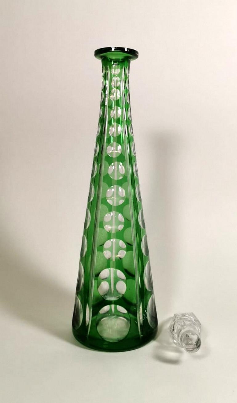 20th Century  Green Crystal French Decanter  1905-1910 5