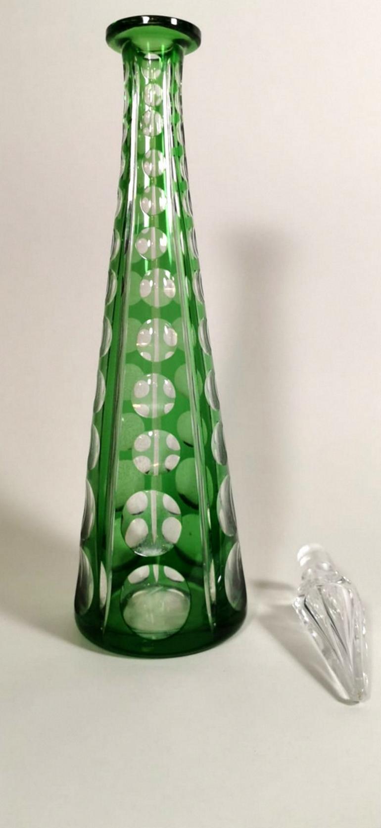 20th Century  Green Crystal French Decanter  1905-1910 6