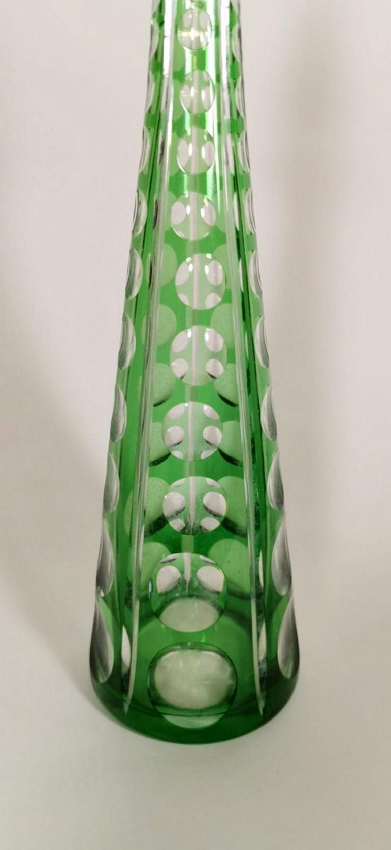 20th Century  Green Crystal French Decanter  1905-1910 In Good Condition In Prato, Tuscany