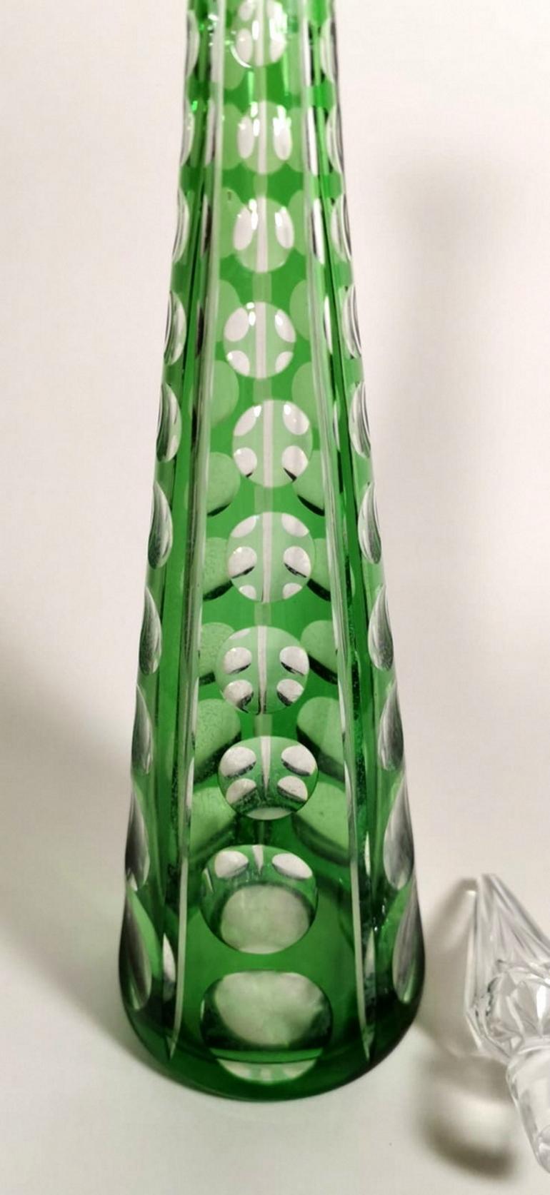 20th Century  Green Crystal French Decanter  1905-1910 4