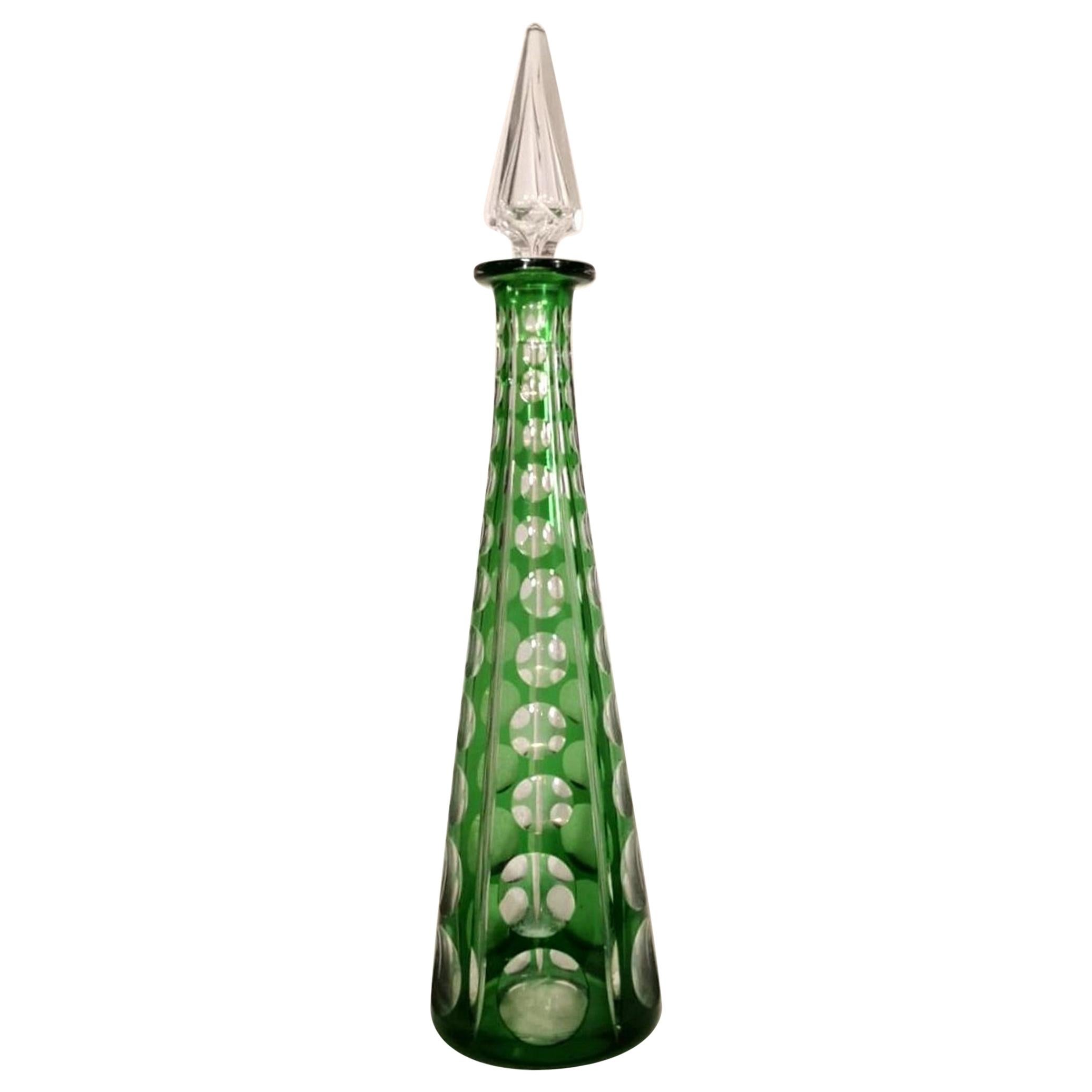 20th Century  Green Crystal French Decanter  1905-1910