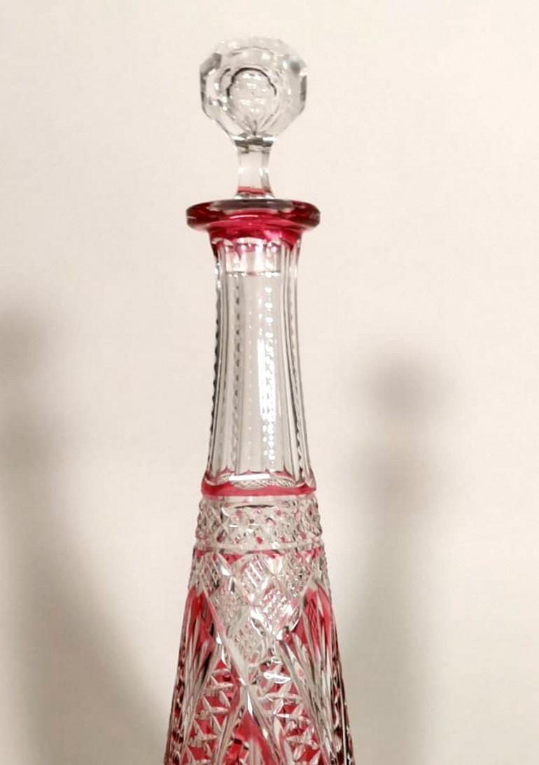 20th Century French Red Crystal hand Cut Bottle , 1905-1910 6
