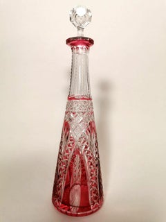 20th Century French Red Crystal hand Cut Bottle , 1905-1910
