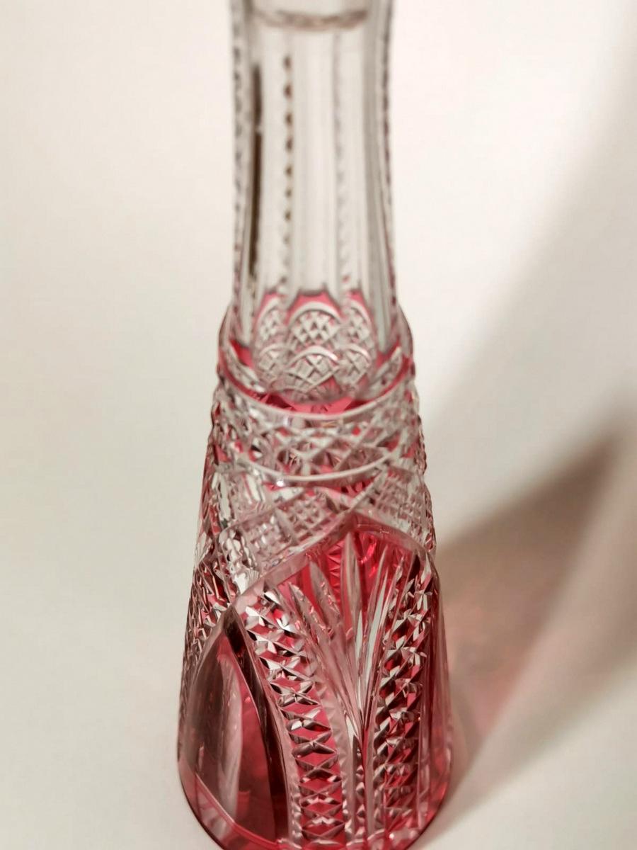 Louis XVI 20th Century French Red Crystal hand Cut Bottle , 1905-1910