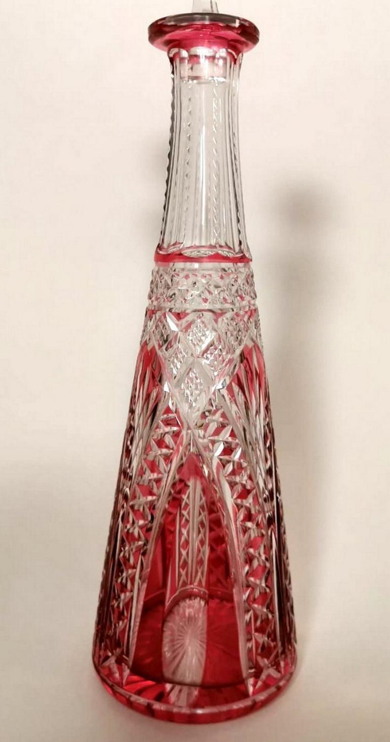 Other 20th Century French Red Crystal hand Cut Bottle , 1905-1910