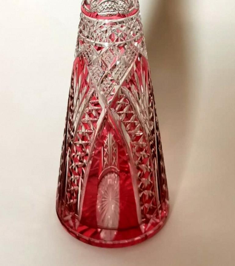 20th Century French Red Crystal hand Cut Bottle , 1905-1910 1
