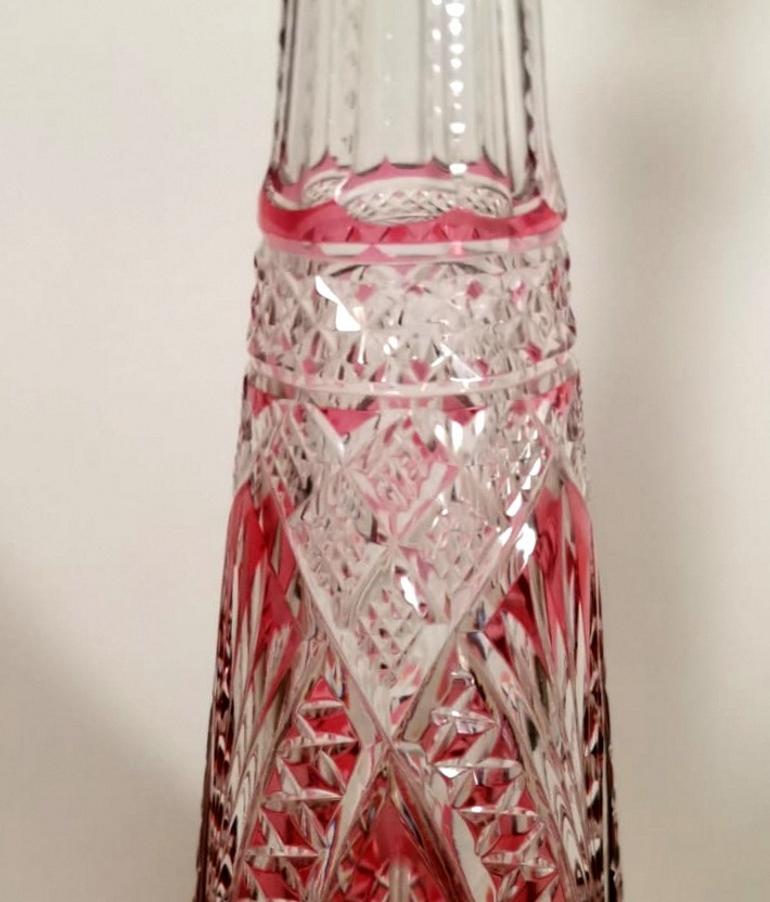 20th Century French Red Crystal hand Cut Bottle , 1905-1910 3