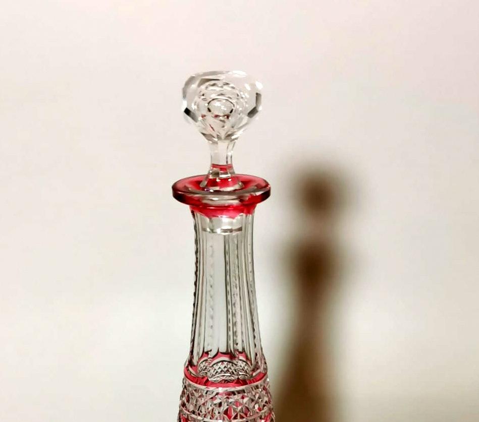 20th Century French Red Crystal hand Cut Bottle , 1905-1910 4
