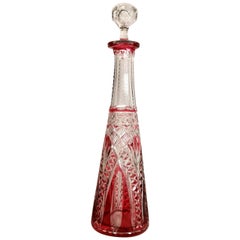 20th Century French Red Crystal hand Cut Bottle , 1905-1910