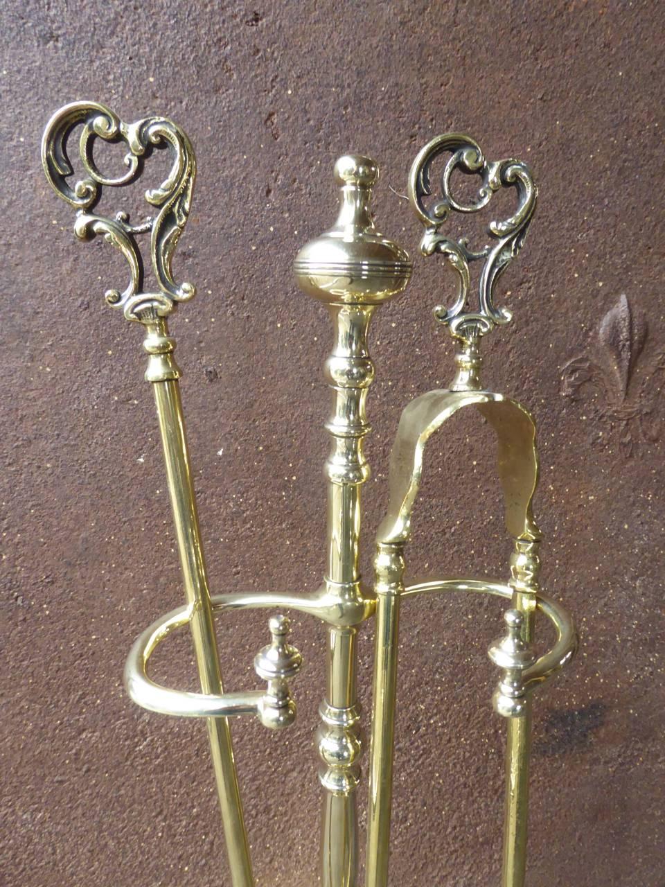 Polished French 'Bouhon Frères' Fireplace Tools or Fire Tools