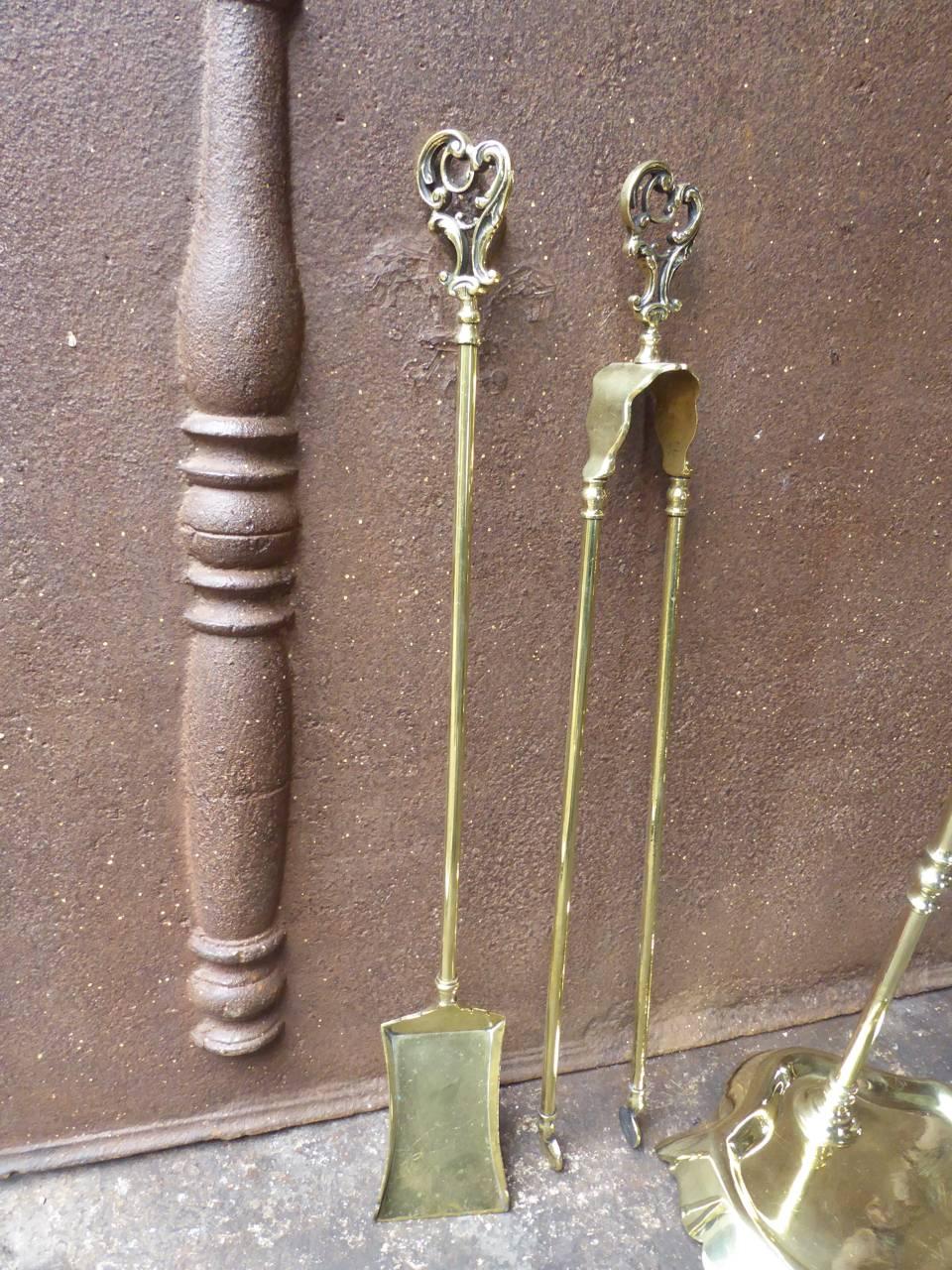 Brass French 'Bouhon Frères' Fireplace Tools or Fire Tools