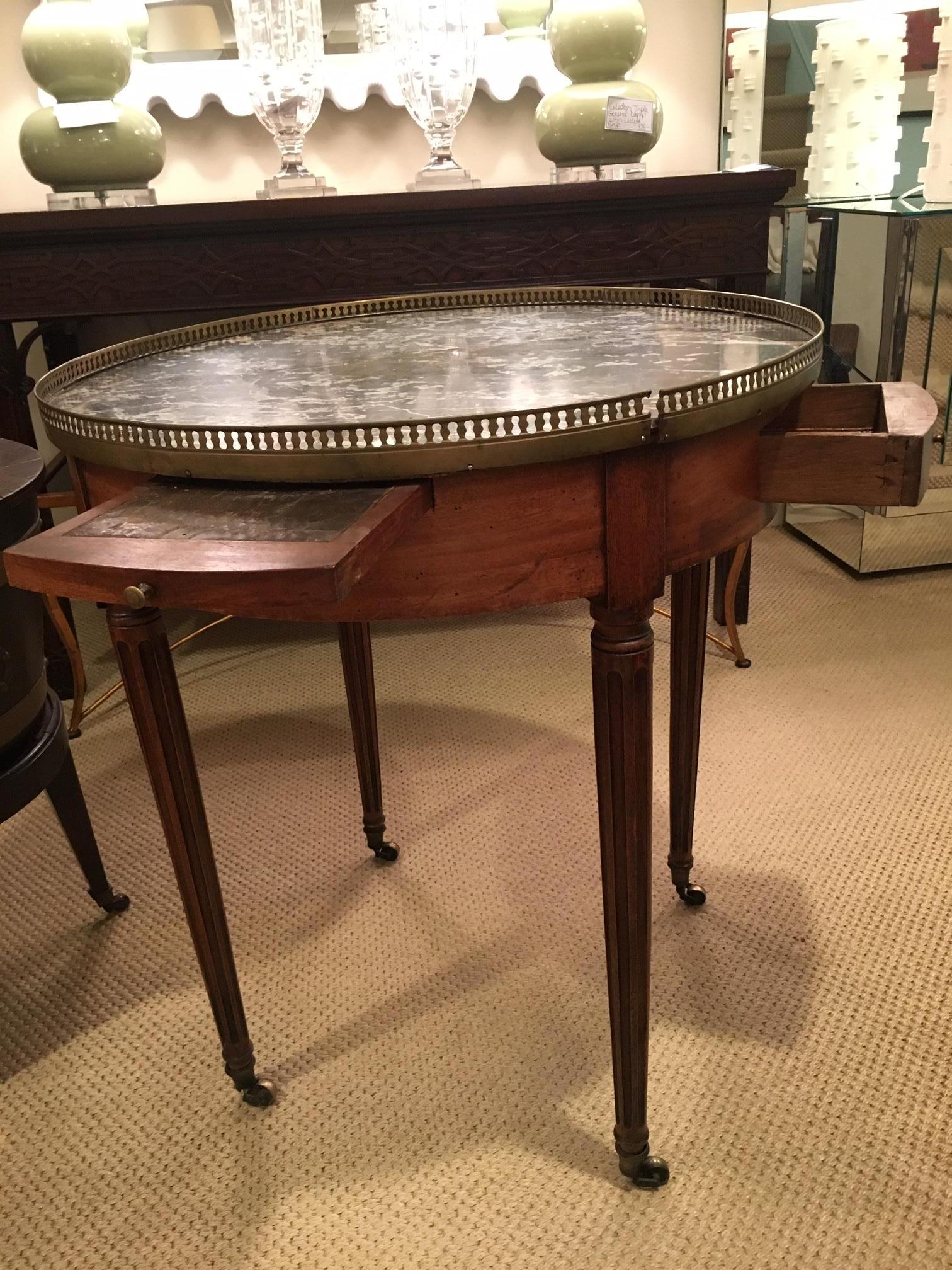 Louis XVI French Bouillote Table with Gray Marble