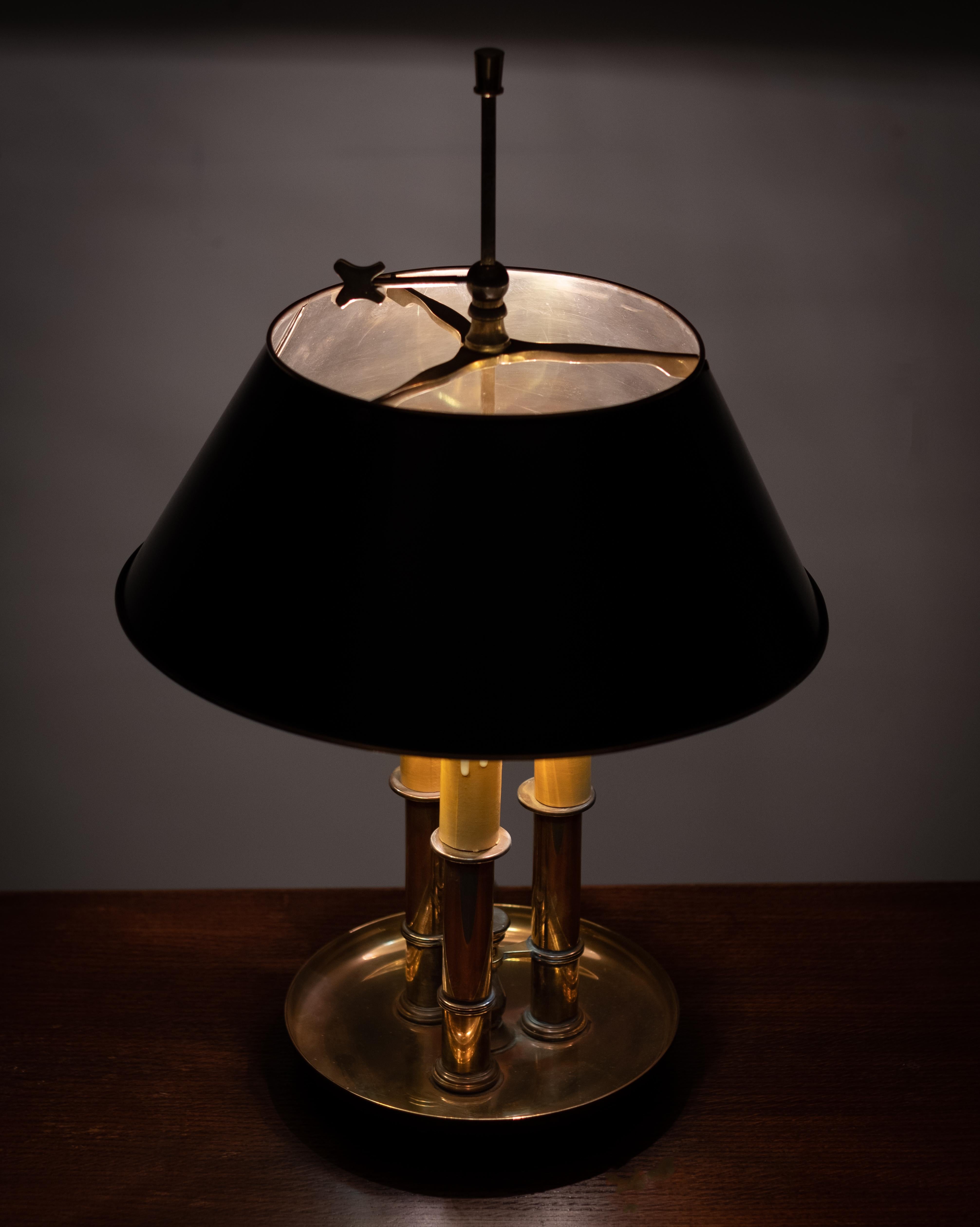 French Bouillotte Brass Three -Light Table Lamp 4