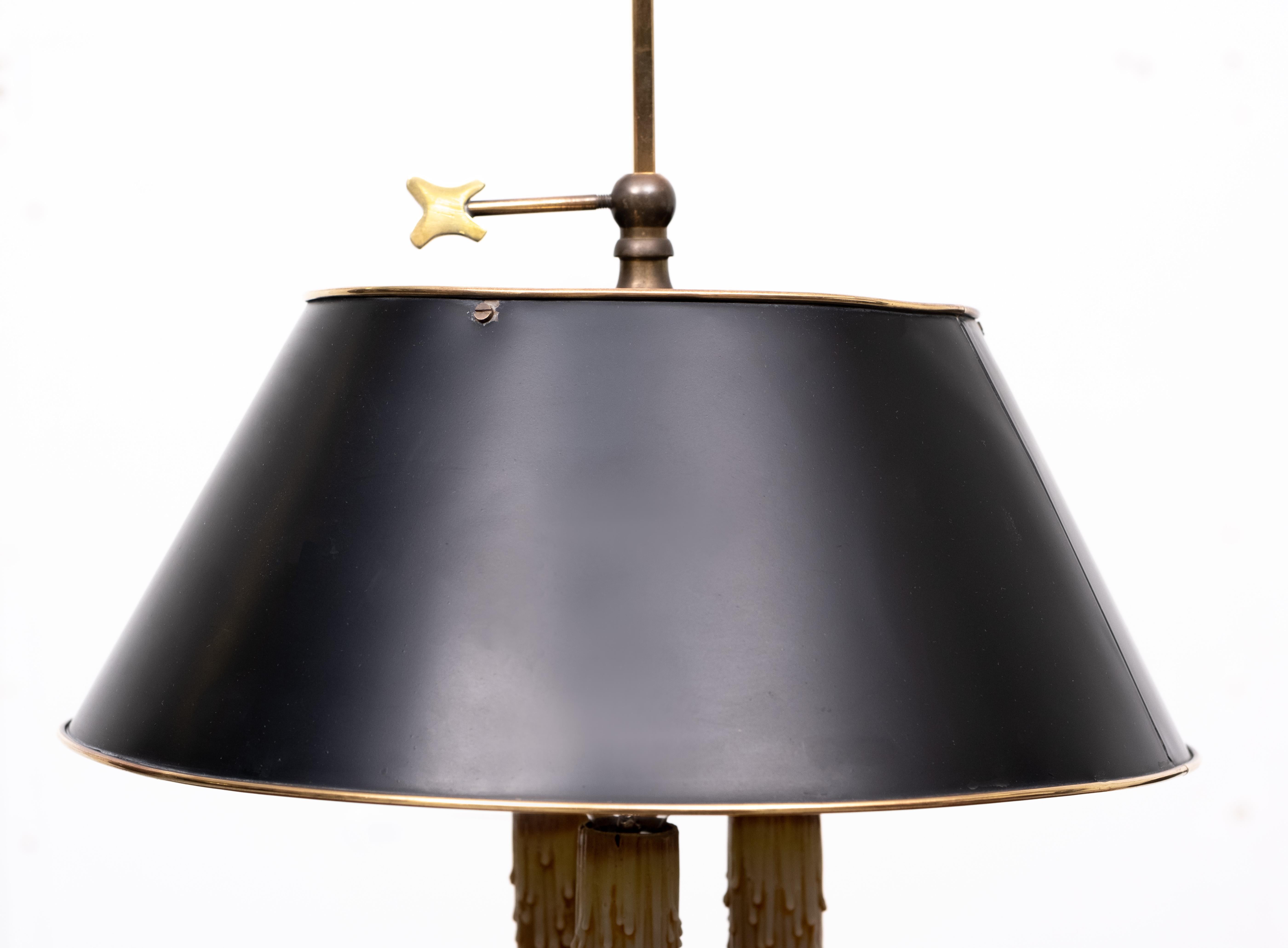 American French Bouillotte Brass Three -Light Table Lamp