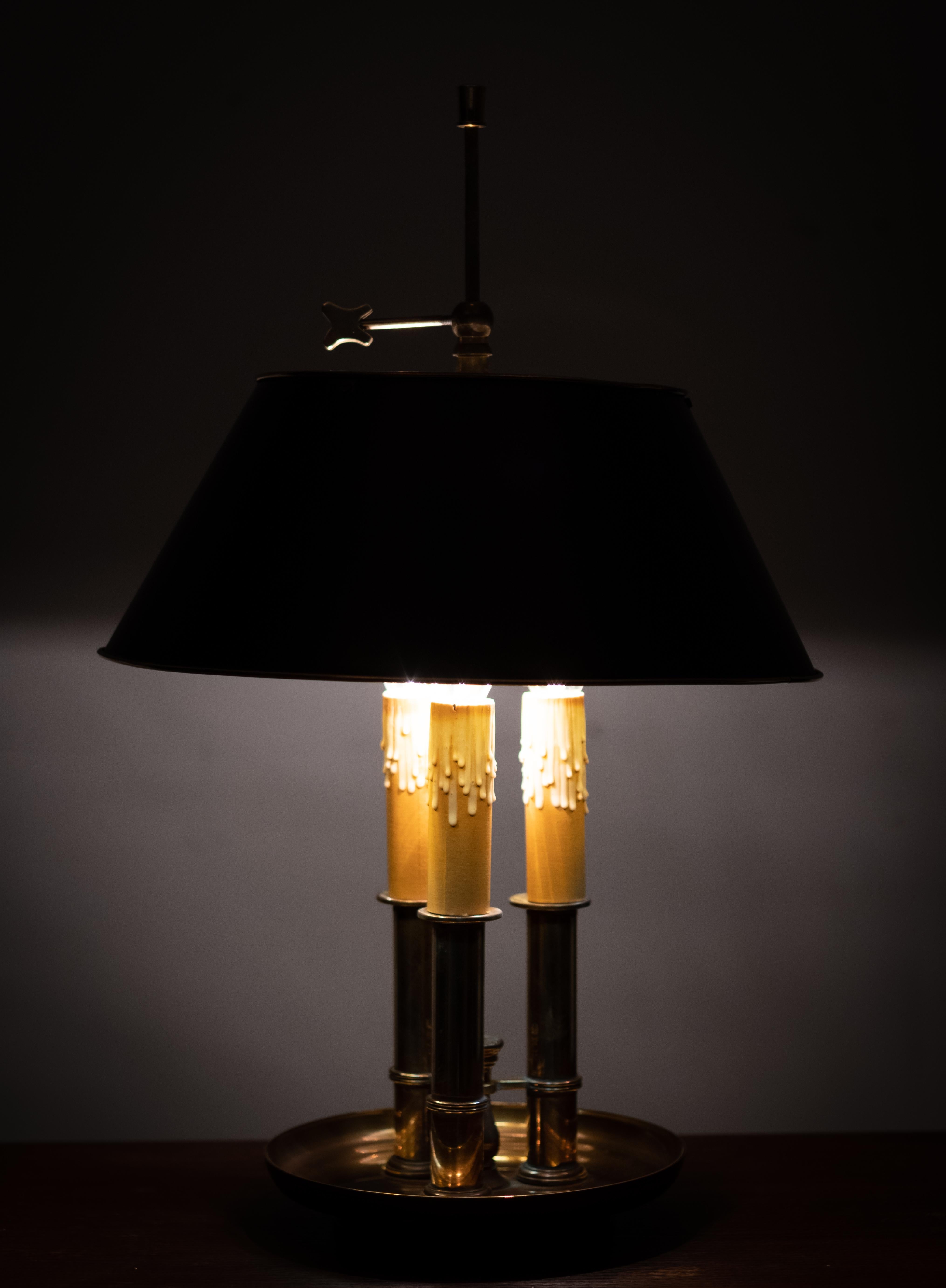 French Bouillotte Brass Three -Light Table Lamp 2