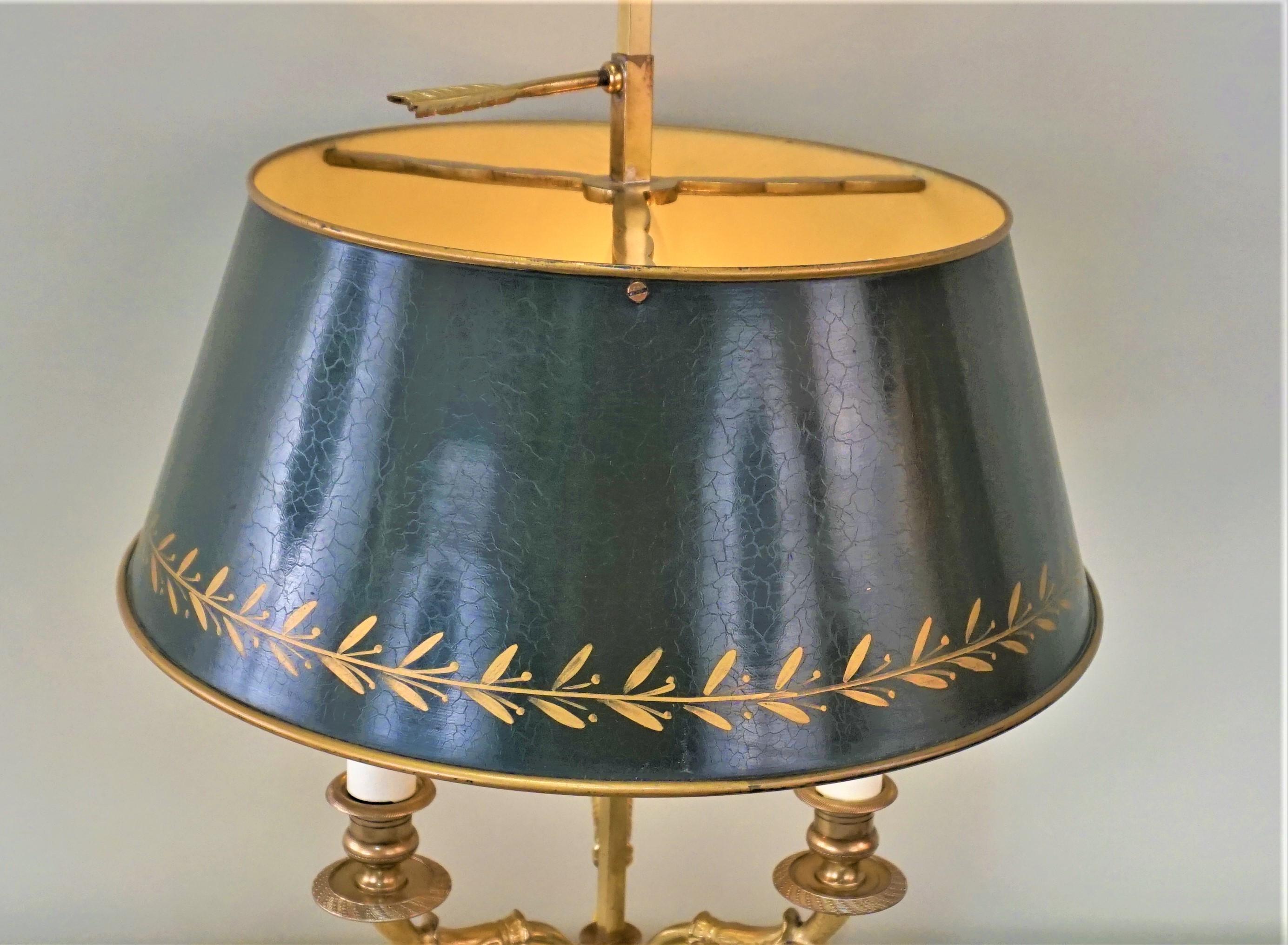 French Bouillotte Empire Style Bronze Table Lamp 3