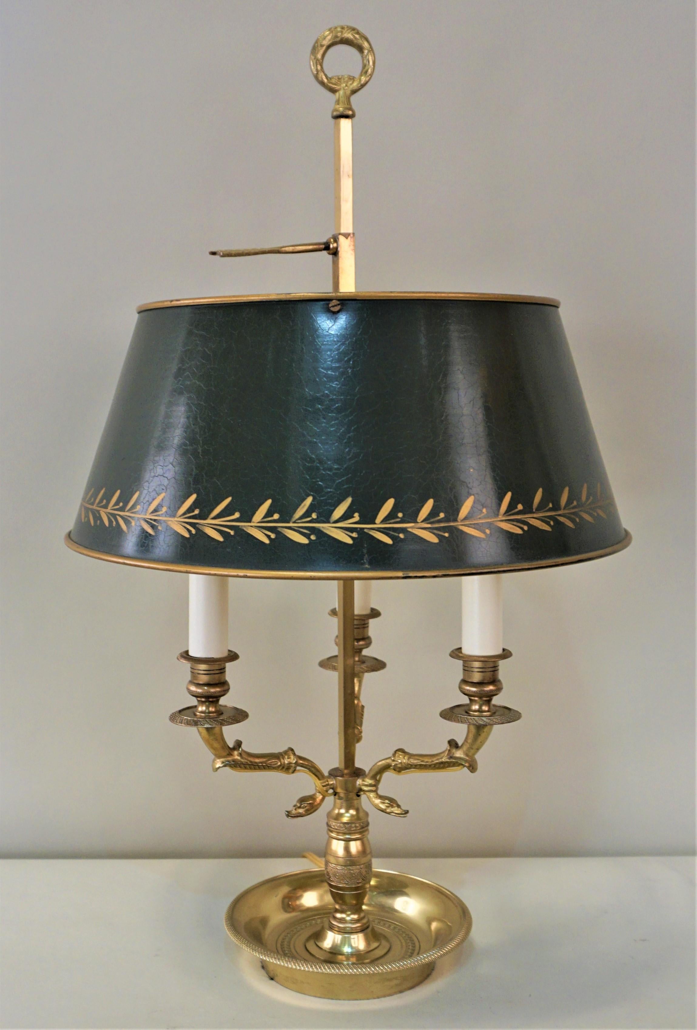 Mid-20th Century French Bouillotte Empire Style Bronze Table Lamp